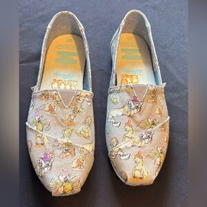 NEW TOMS x Disney Character Print Alpargata Slip On Flats Gray Women’s 7